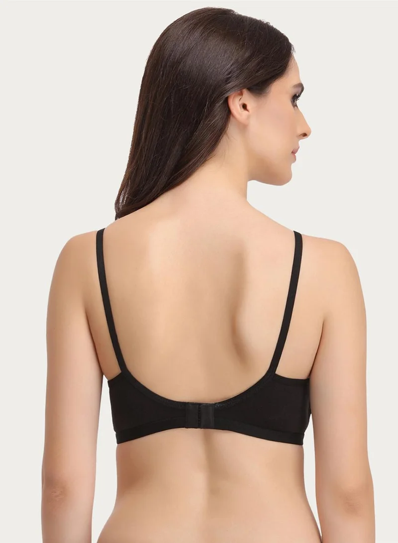 Clovia Multicolour Smoothie Non-Padded Non-Wired Full Coverage T-shirt Bra in Red & Black - Cotton for Women | Best Price UAE